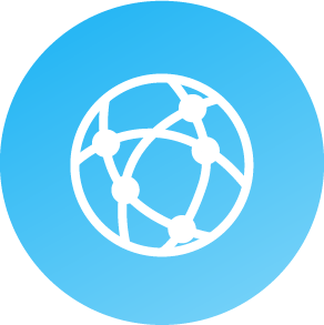 Light blue circular globe icon