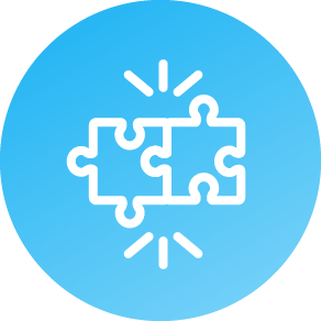 Light blue circular puzzle piece icon