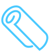 Blue sketch of a rolled-up piece of paper