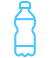 Blue sketch of a plastic bottle filled with liquid