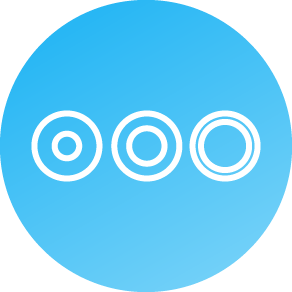 Light blue circular three port plates icon